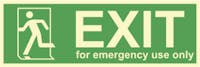 EXIT, FOR EMERGENCY USE ONLY, UT VENSTRE - ETTERLYSENDE PVC