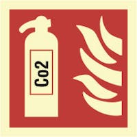 FIRE EXTINGUISHER - CO2 - ETTERLYSENDE PVC SKILT