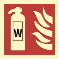 FIRE EXTINGUISHER, WATER - ETTERLYSENDE PVC SKILT