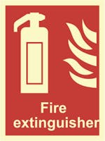 FIRE EXTINGUISHER - ETTERLYSENDE PVC SKILT