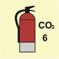 CO2 PORTABLE FIRE EXTINGUISHER 6KG - ETTERLYSENDE PVC SKILT