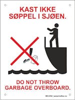 DO NOT THROW GARBAGE OVERBOARD- PVC SKILT