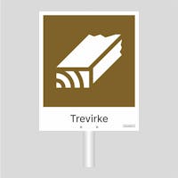 TREVIRKE - SKILT TIL STOLPE