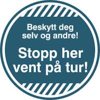 STOPP HER /5 STK - BLÅ FOLIE KLISTREMERKE