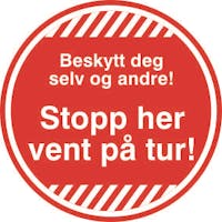 STOPP HER /5stk - RØD FOLIE KLISTREMERKE