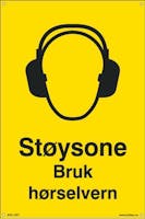 STØYSONE BRUK HØRSELVERN -  400x600mm SKILT