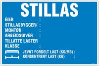 STILLAS - HVIT PVC SKILT