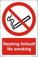 RØYKING FORBUDT NO SMOKING - HVIT PVC