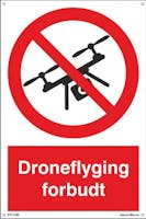 DRONEFLYGING FORBUDT - HVIT PVC SKILT