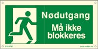 NØDUTGANG MÅ IKKE BLOKKERES - ETTERLYSENDE PVC